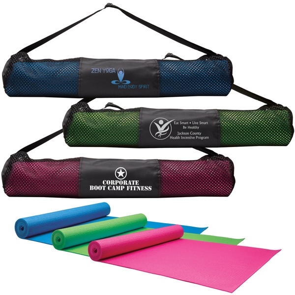 Yoga mat with custom logo carrying case