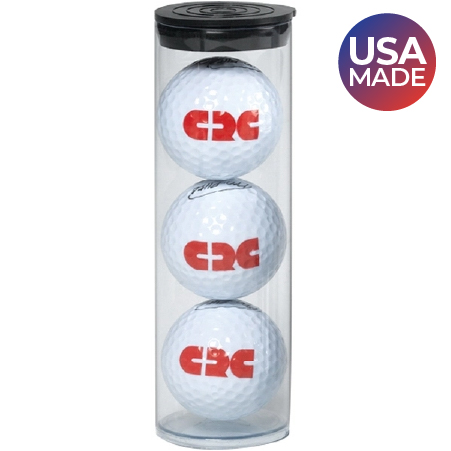 tube of 3 golf balls made in the USA