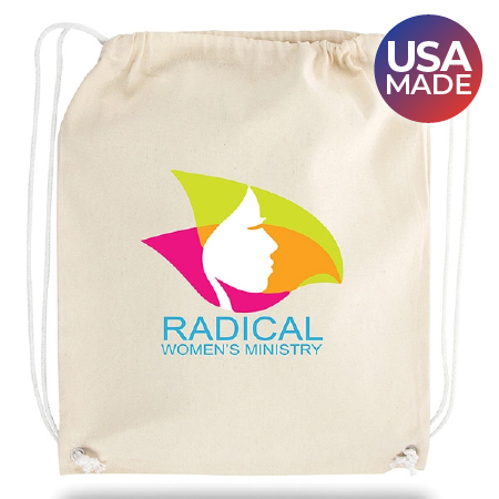 cotton drawstring backpack made in the usa
