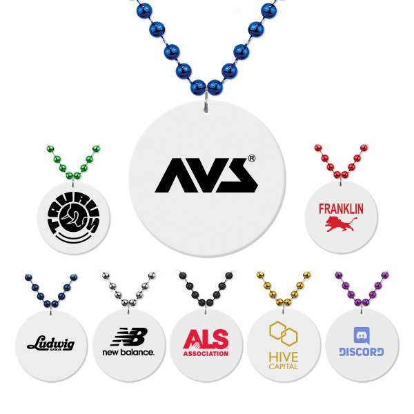 Medallion beads with custom logo