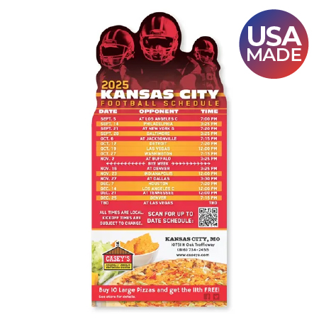 Football Schedule Magnet with business card made in the USA