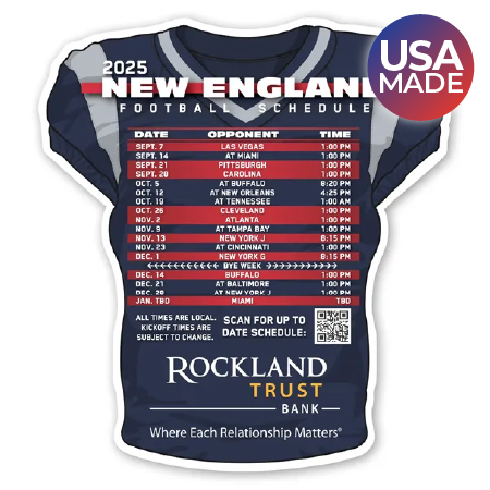 jersey-shaped Football Schedule Magnet made in the USA