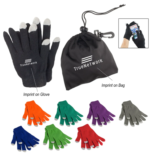 Touch screen gloves with pouch