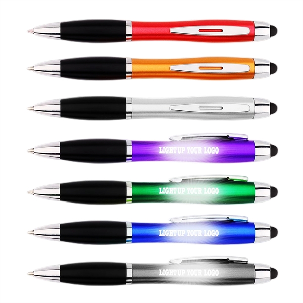 Logo Light Up Ballpoint Pen with Stylus