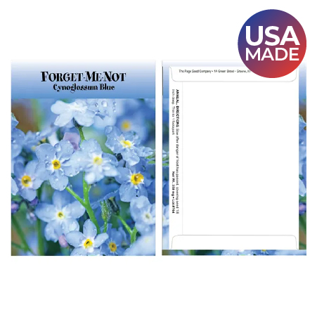 forget me not flower seed packet made in the USA