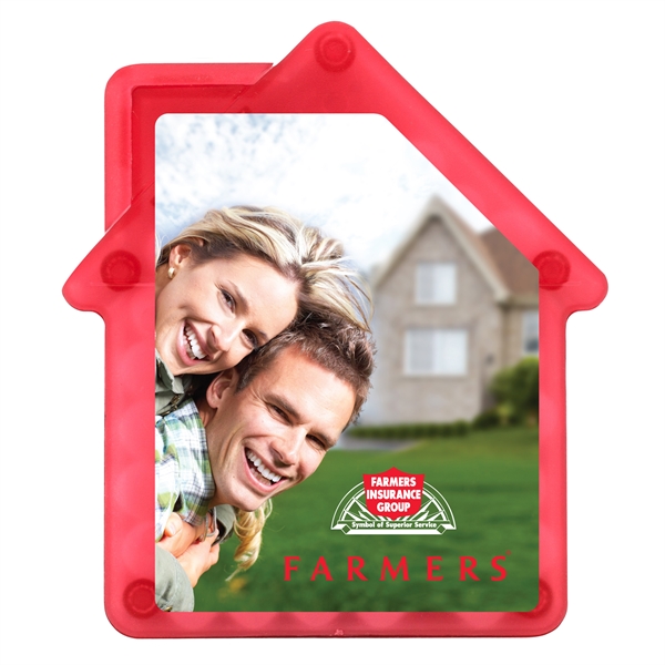 House Shaped Mint with Custom Label - shown with farmers insurance logo