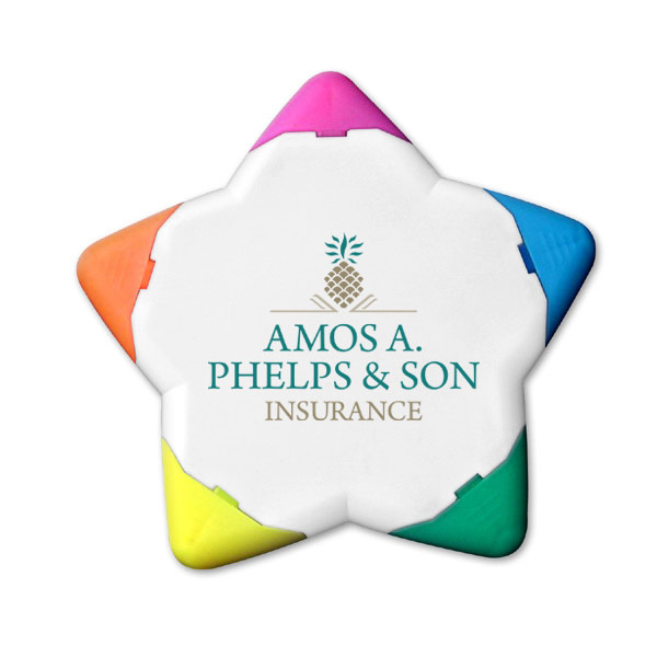 5 color custom logo highligher imprinted with an insurance company's logo