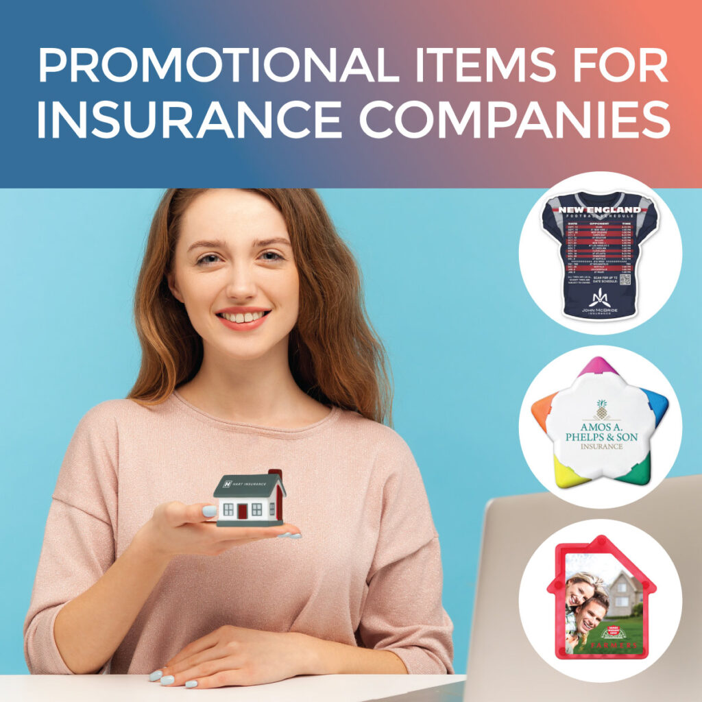 Insurance Agent holding insurance industry promotional products