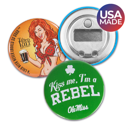 Circular bottle opener magnets made in the USA