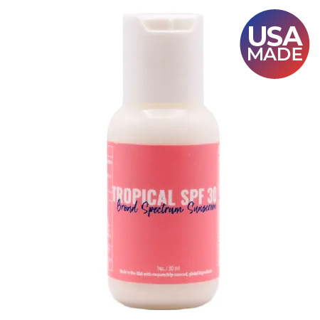 Tropical SPF 30 sunscreen broad spectrum 1 fl oz made in the USA