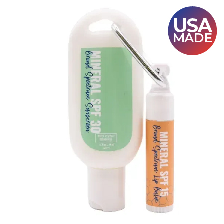 Mineral sunscreen tottle with lip balm combo