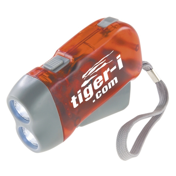 Emergency crank flashlight with logo