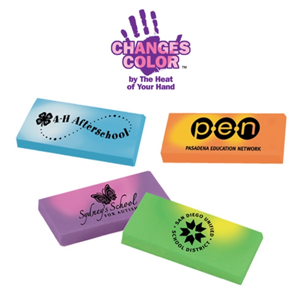 Color changing Mood Eraser with custom logo