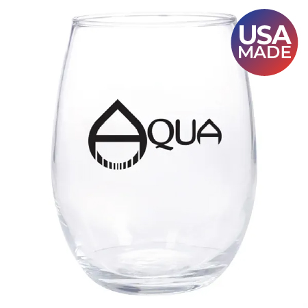 15 oz stemlesswine glass made in the USA
