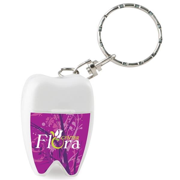 tooth shaped dental floss keychain