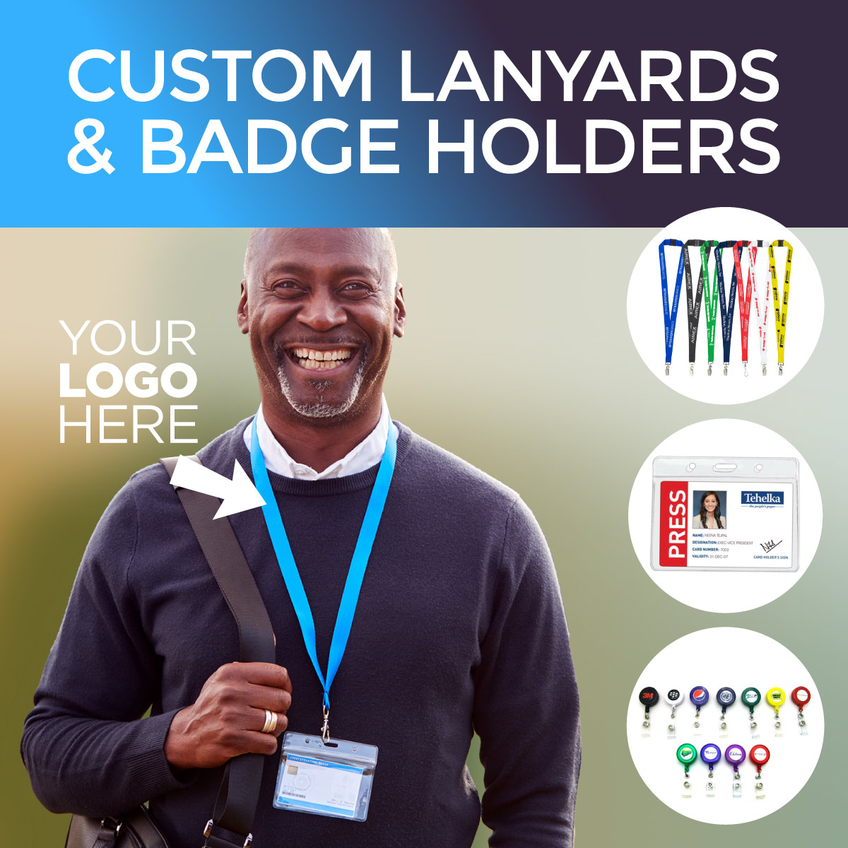 100 Custom Logo Badge Holders & Badge Reels Retractable Badge Reel w/ Sport Clip Bulk Imprinted Promotional Products Badge & Pass Holders