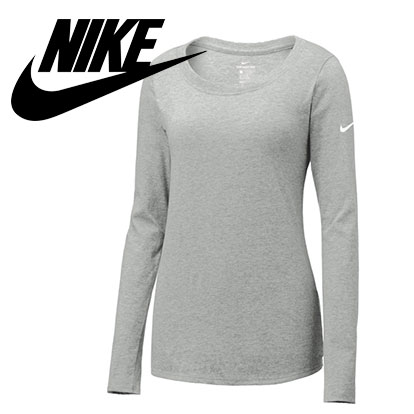 Nike Ladies Core Cotton Long Sleeve Scoop Neck Tee with custom logo