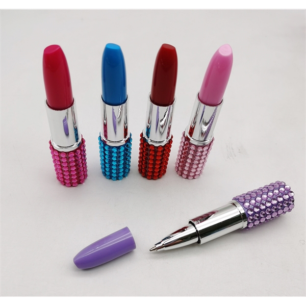 rhinestone lipstick-shaped ballpoint pen