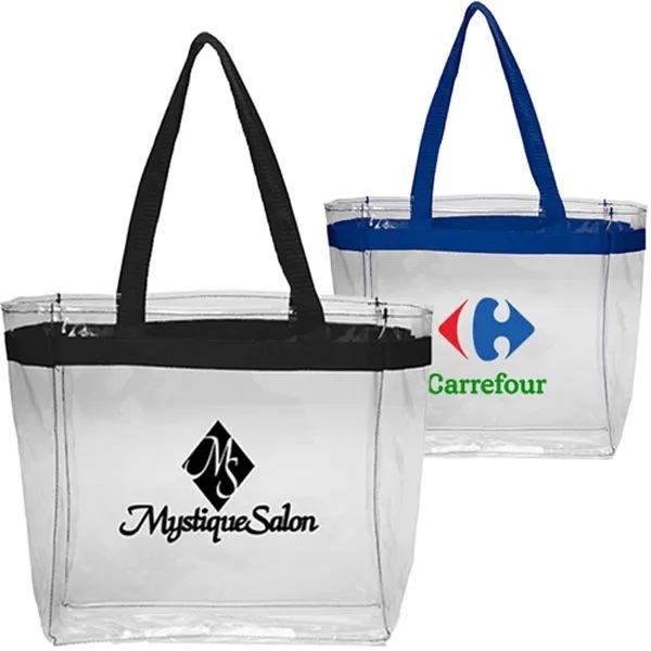 Clear Plastic Tote Bag with Color Handles