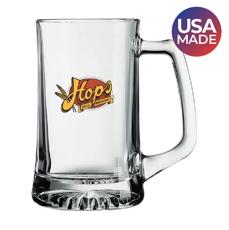 made in the USA glass pint mug