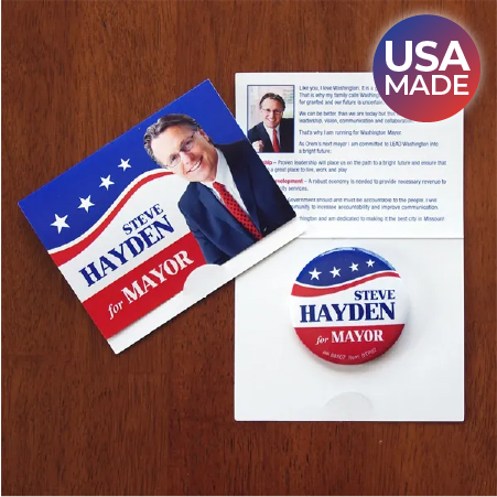 Bifold pin mailer made in the USA