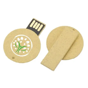 USB A flashdrive with wheat straw case and custom logo