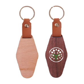 Fashionable wood keychain with screen printed logo